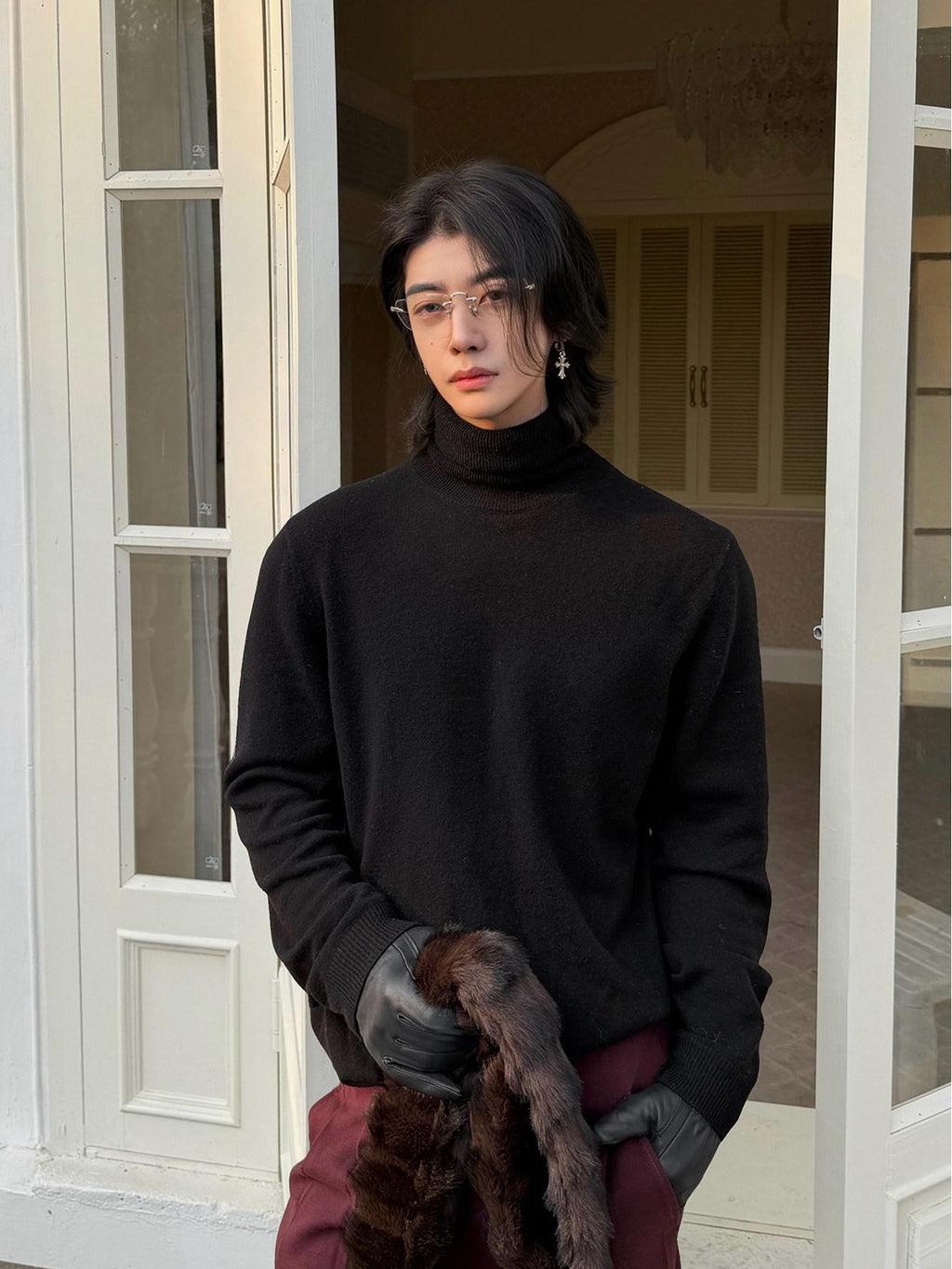 BALITONE Wool Cashmere Blend Wrinkle Free Slim Fit Unisex Minimalist Turtleneck Sweaters