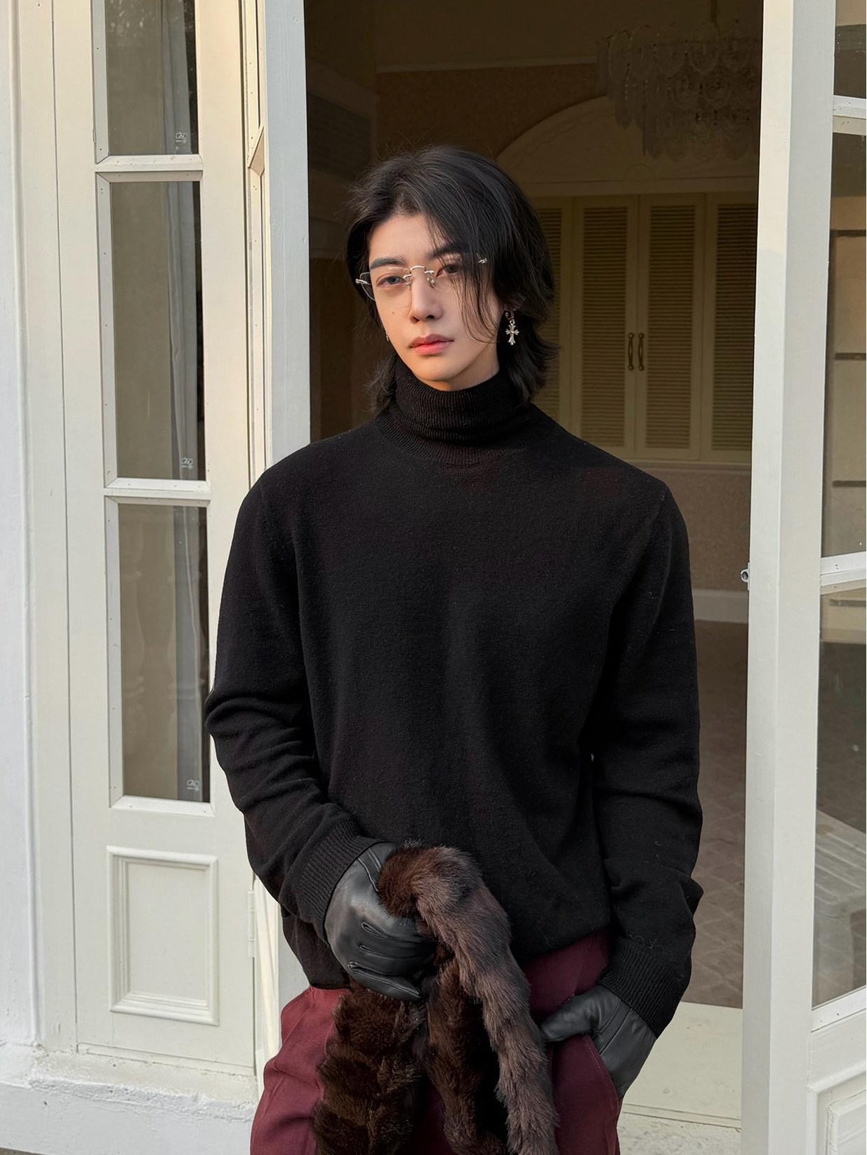 BALITONE Wool Cashmere Blend Wrinkle Free Slim Fit Unisex Minimalist Turtleneck Sweaters