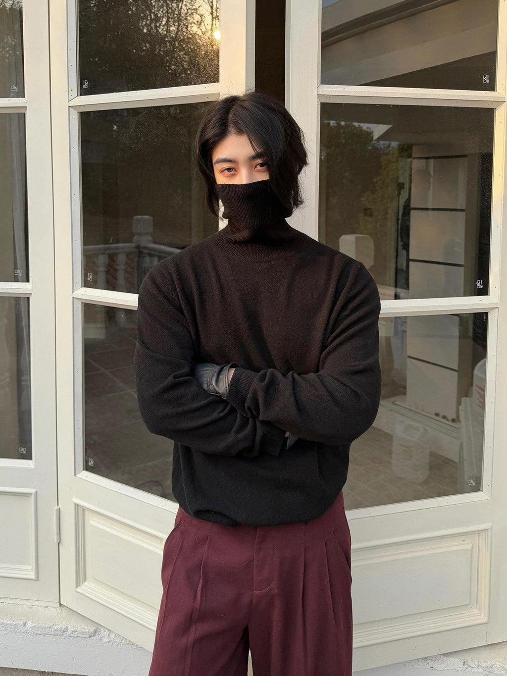 BALITONE Wool Cashmere Blend Wrinkle Free Slim Fit Unisex Minimalist Turtleneck Sweaters