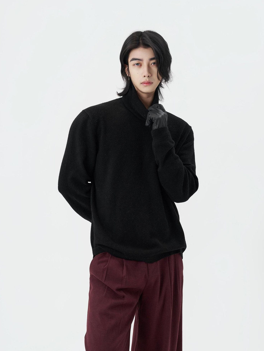 BALITONE Wool Cashmere Blend Wrinkle Free Slim Fit Unisex Minimalist Turtleneck Sweaters