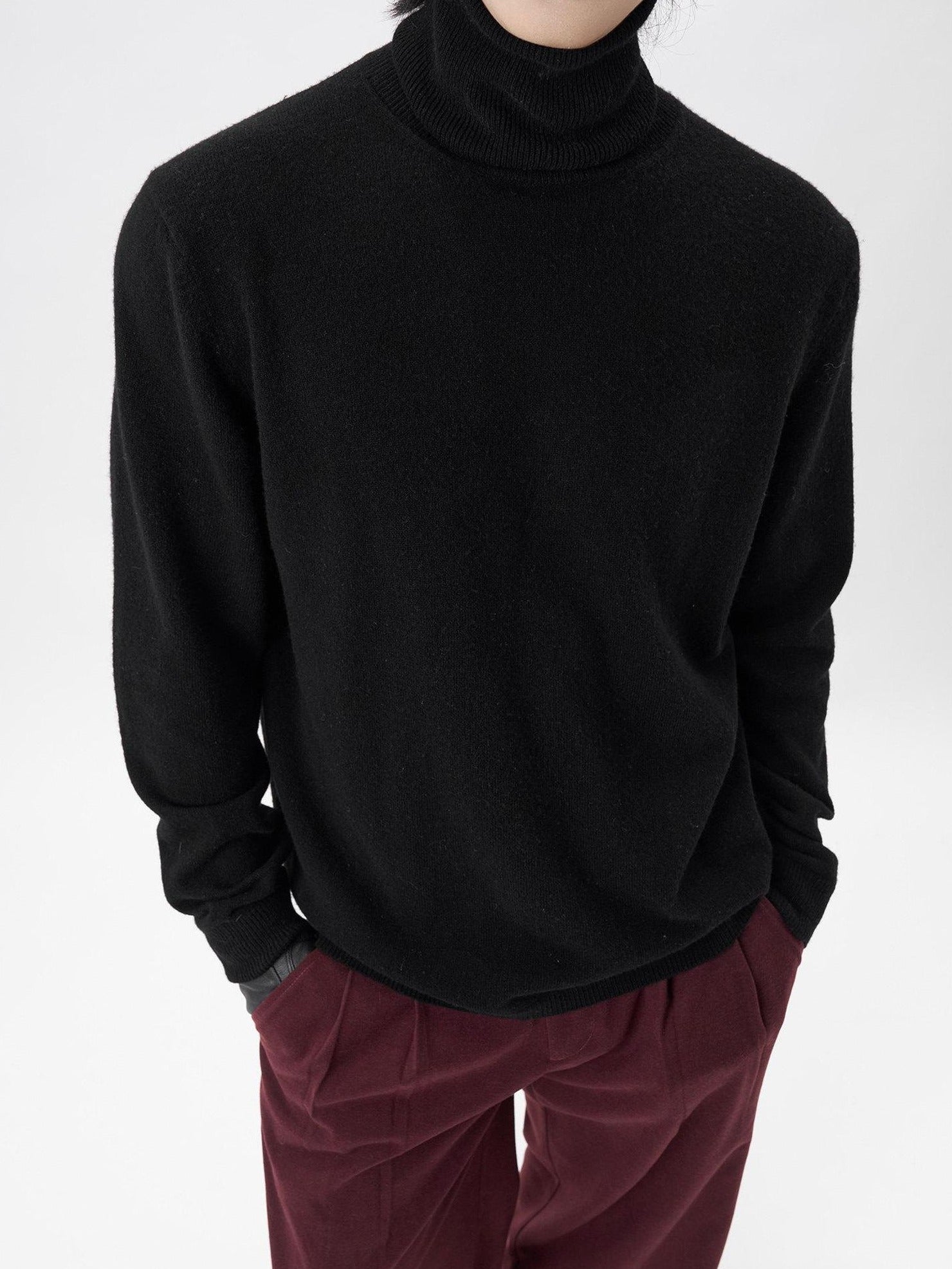 BALITONE Wool Cashmere Blend Wrinkle Free Slim Fit Unisex Minimalist Turtleneck Sweaters