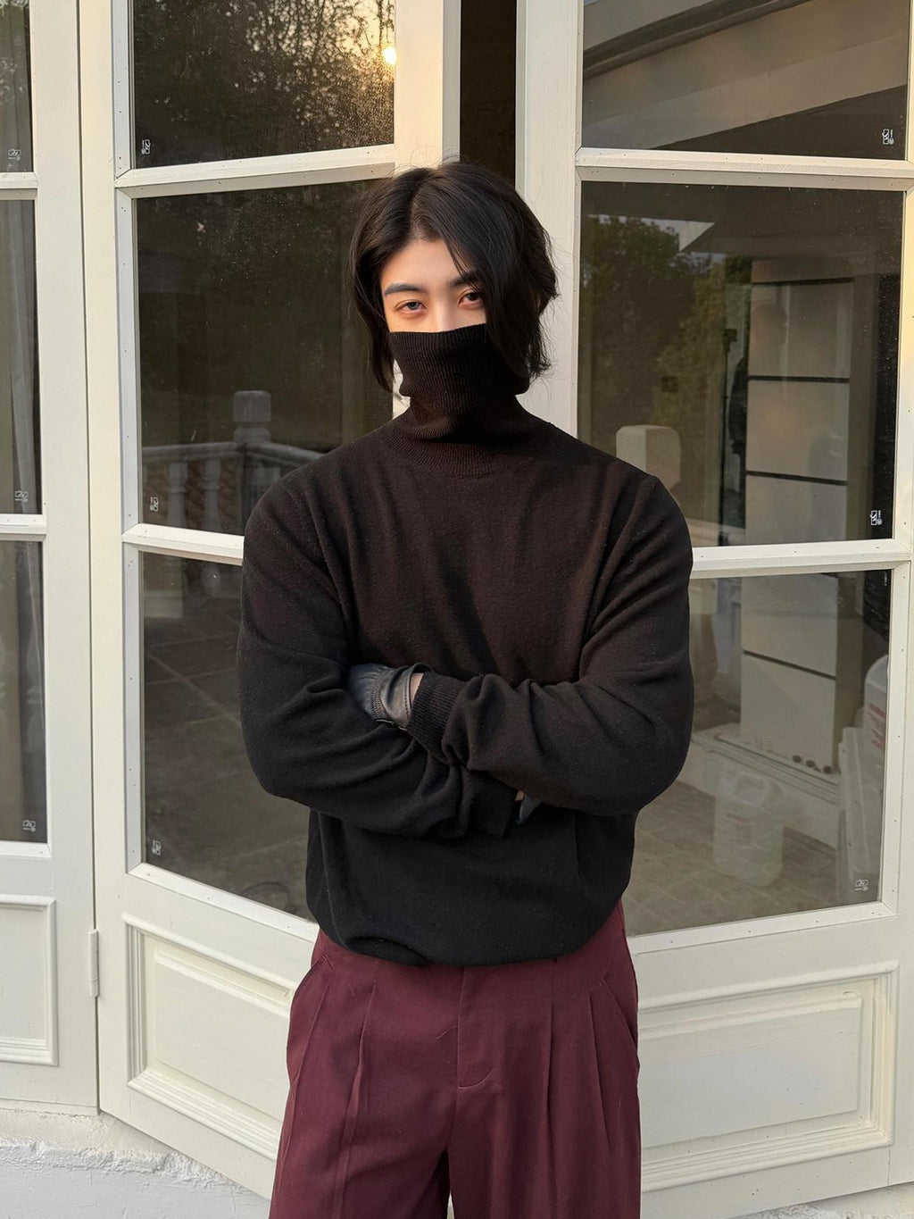 BALITONE Wool Cashmere Blend Wrinkle Free Slim Fit Unisex Minimalist Turtleneck Sweaters