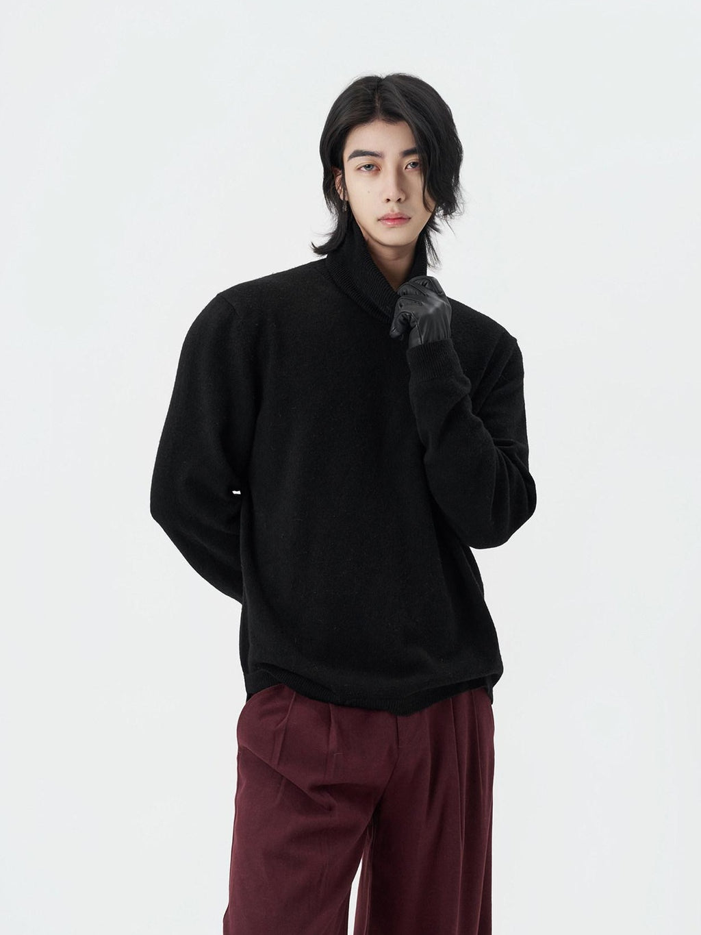 BALITONE Wool Cashmere Blend Wrinkle Free Slim Fit Unisex Minimalist Turtleneck Sweaters