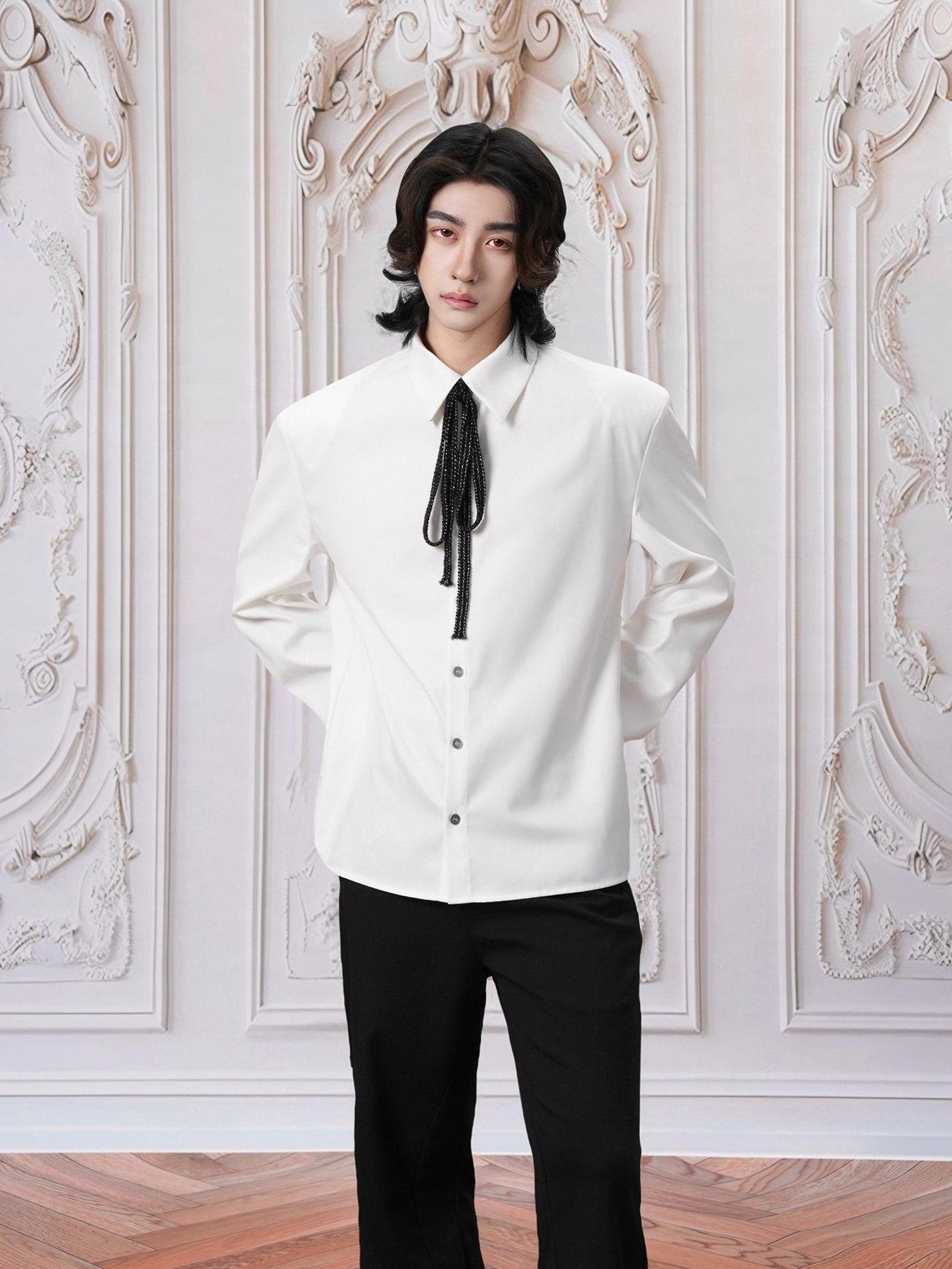 BALITONE Wrinkle Free Breathable Tie Polo Collar Unisex Standard Long Sleeve Shirts