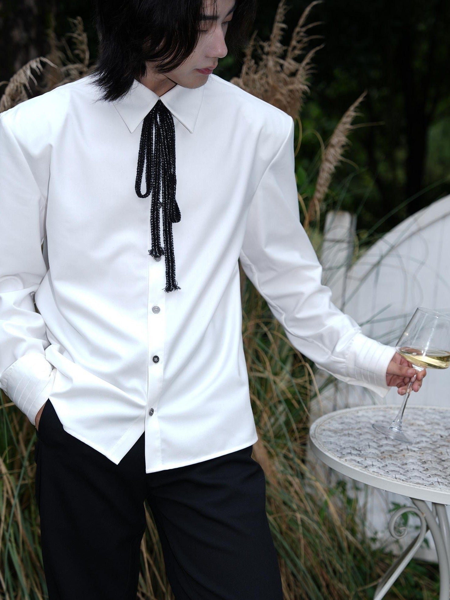 BALITONE Wrinkle Free Breathable Tie Polo Collar Unisex Standard Long Sleeve Shirts