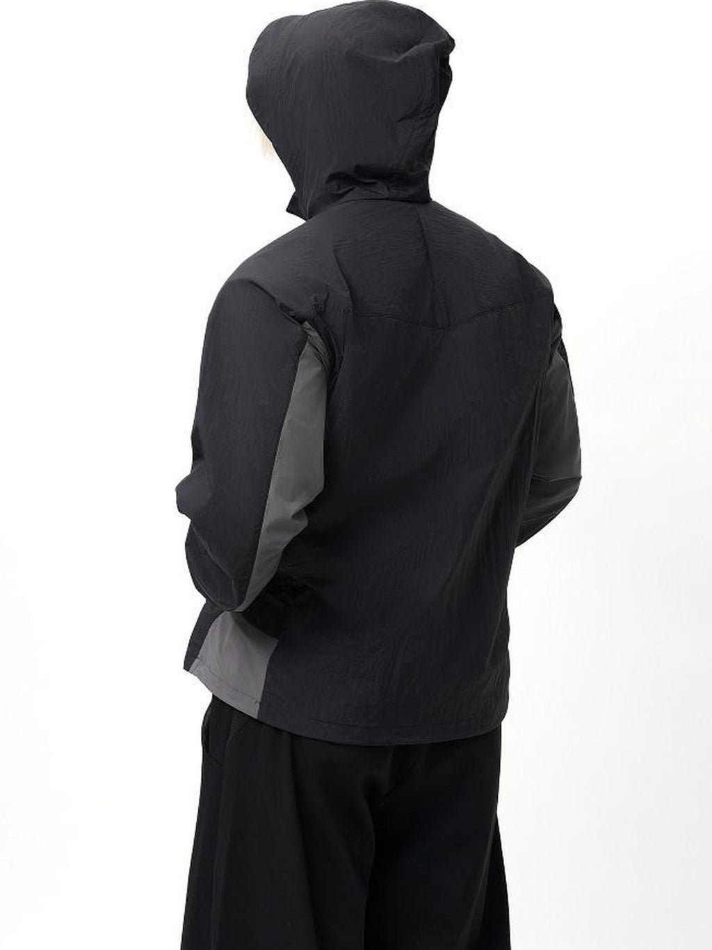 BALITONE Wrinkle Free Colorblock Loose Fit Hooded Unisex Nylon Zip Sun Protection Jackets