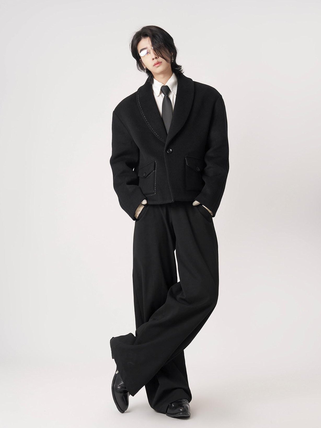 BALITONE Wrinkle Free Colorblock Loose Fit Unisex Commuter 70 Percent Wool Wool Jackets