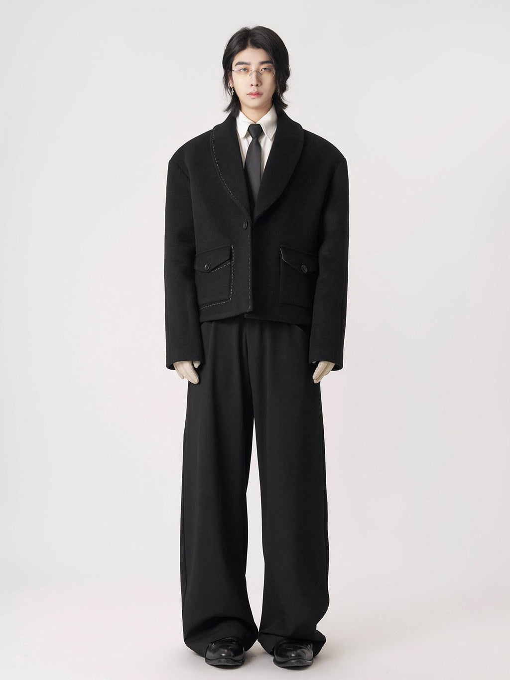 BALITONE Wrinkle Free Colorblock Loose Fit Unisex Commuter 70 Percent Wool Wool Jackets