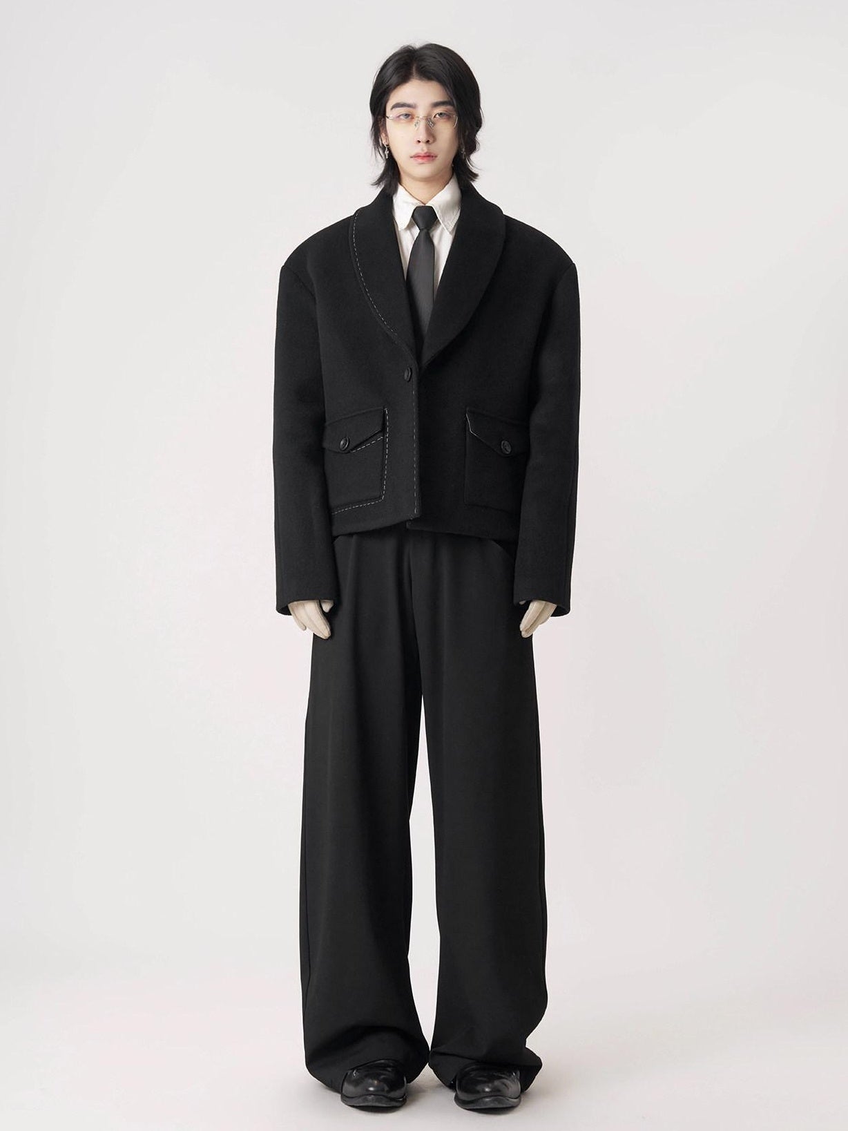 BALITONE Wrinkle Free Colorblock Loose Fit Unisex Commuter 70 Percent Wool Wool Jackets