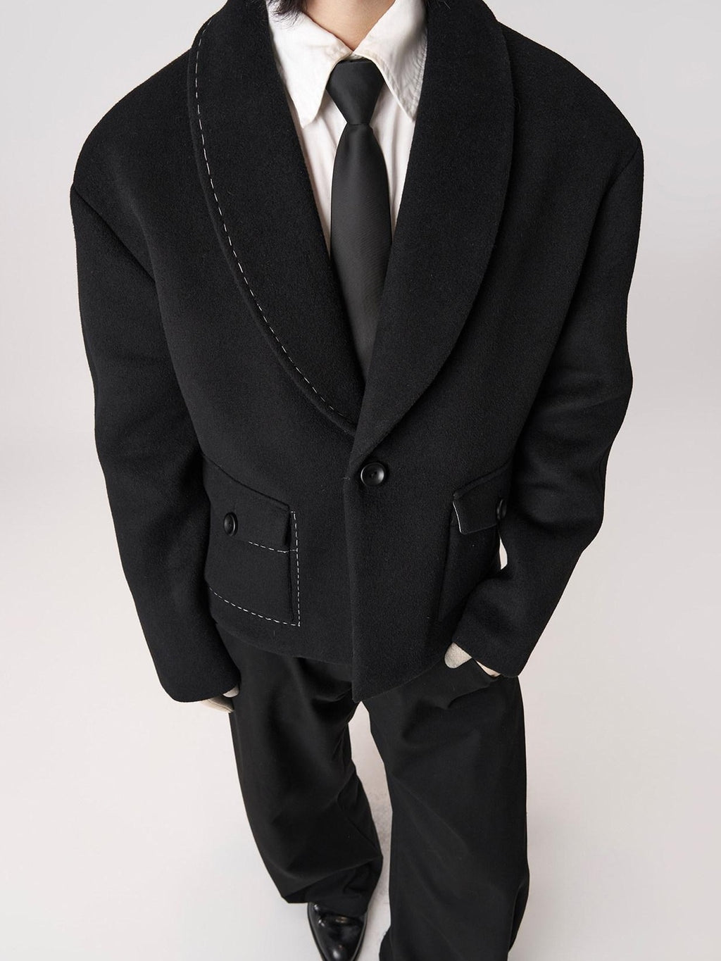 BALITONE Wrinkle Free Colorblock Loose Fit Unisex Commuter 70 Percent Wool Wool Jackets