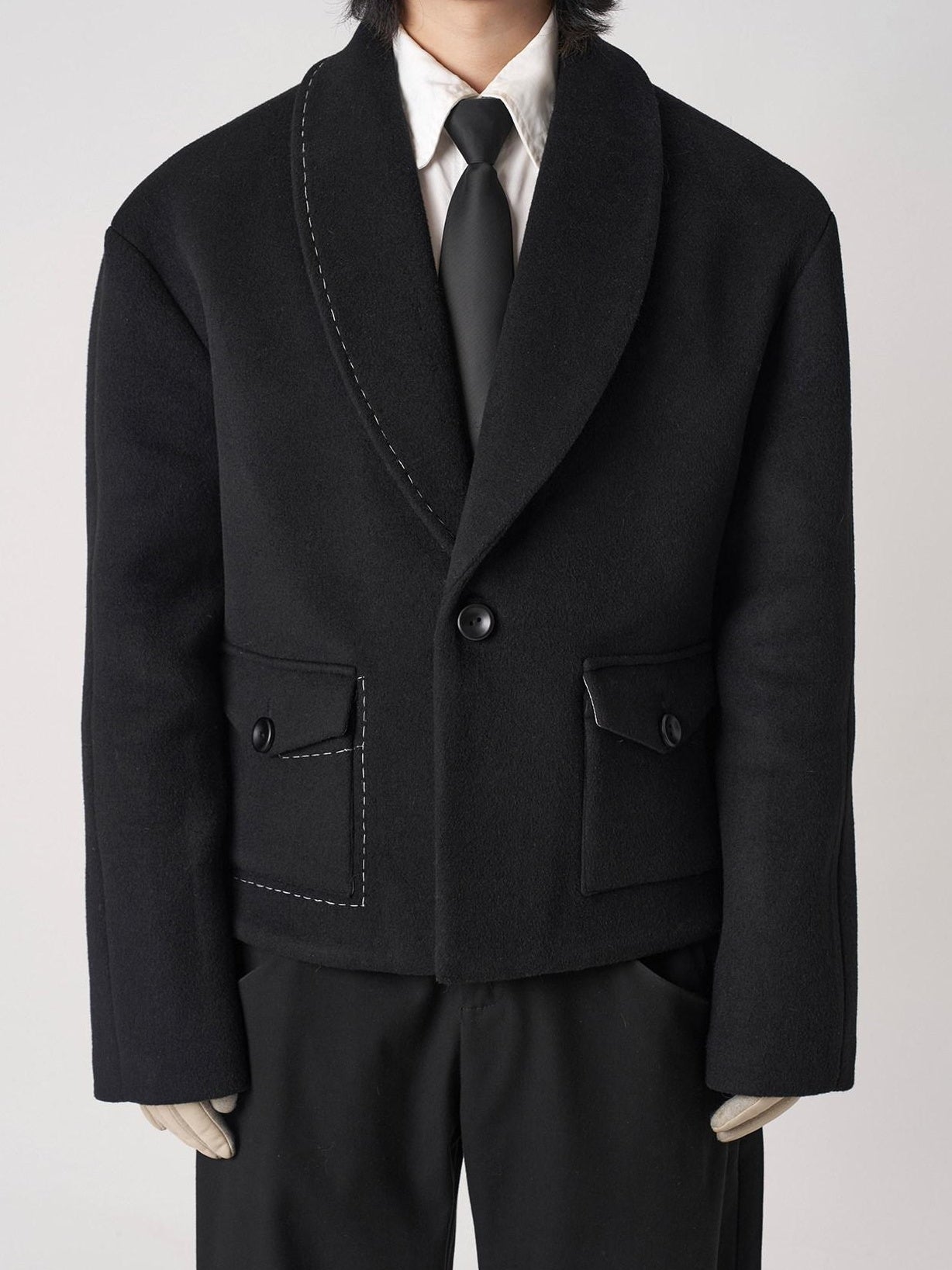 BALITONE Wrinkle Free Colorblock Loose Fit Unisex Commuter 70 Percent Wool Wool Jackets