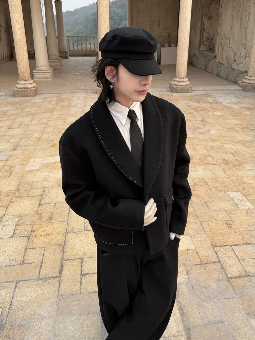 BALITONE Wrinkle Free Colorblock Loose Fit Unisex Commuter 70 Percent Wool Wool Jackets