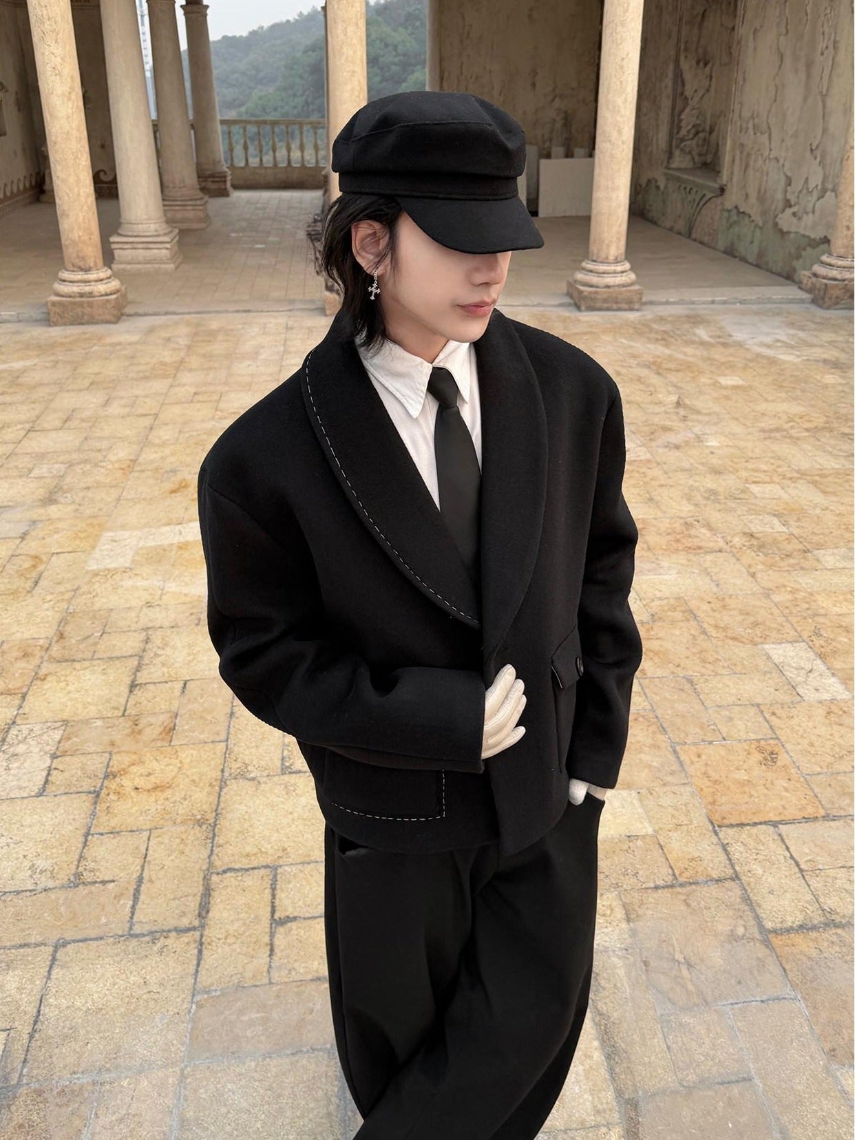 BALITONE Wrinkle Free Colorblock Loose Fit Unisex Commuter 70 Percent Wool Wool Jackets