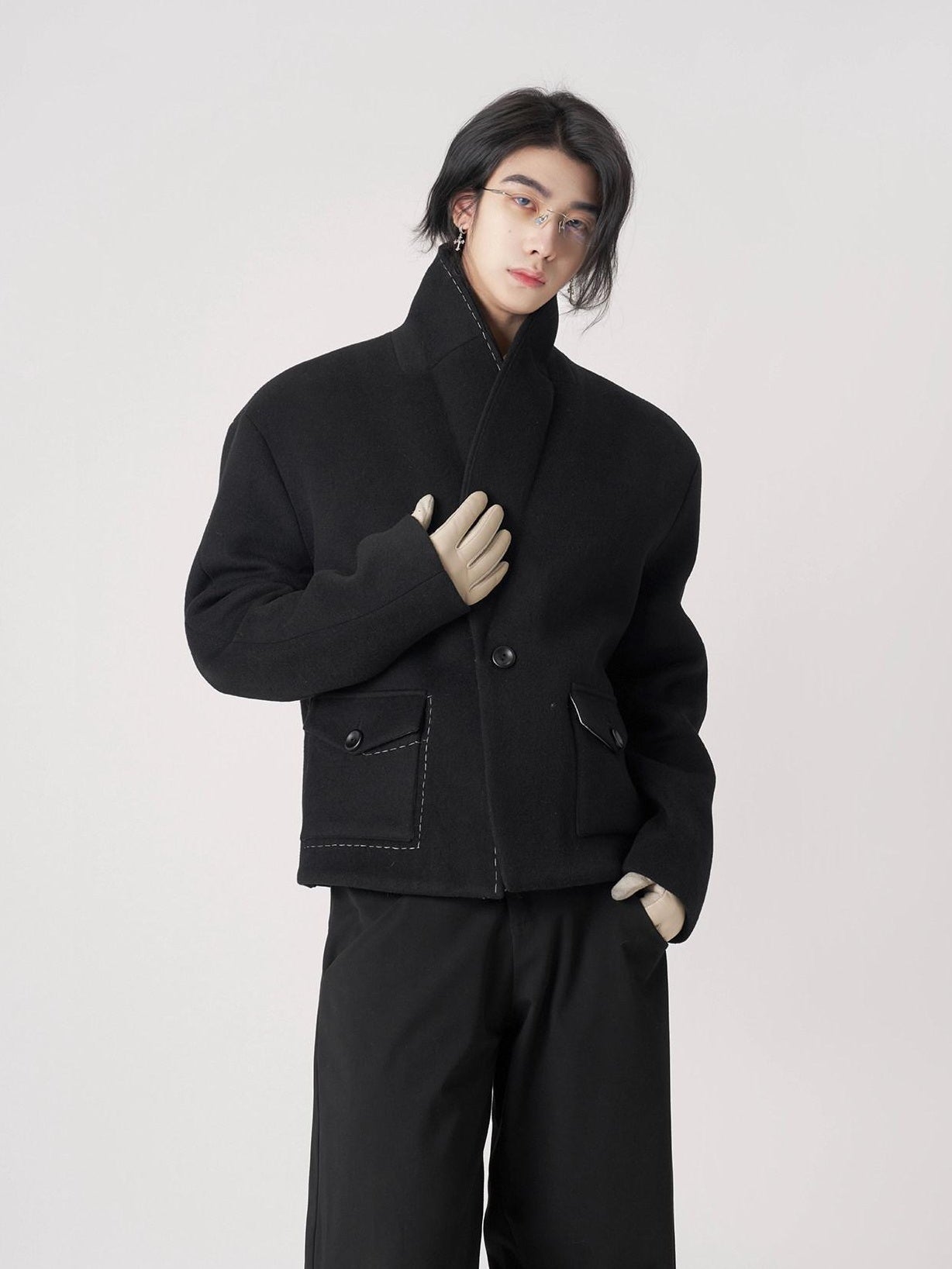 BALITONE Wrinkle Free Colorblock Loose Fit Unisex Commuter 70 Percent Wool Wool Jackets