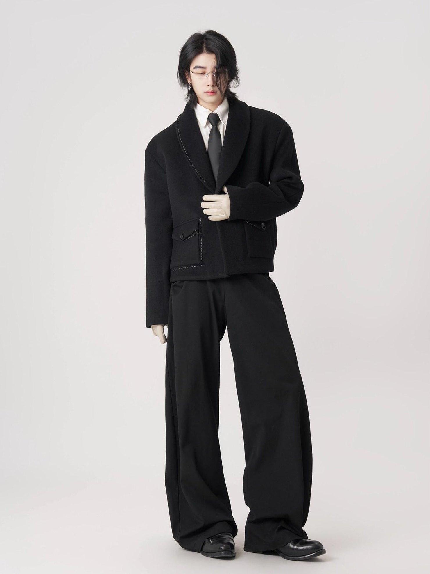 BALITONE Wrinkle Free Colorblock Loose Fit Unisex Commuter 70 Percent Wool Wool Jackets