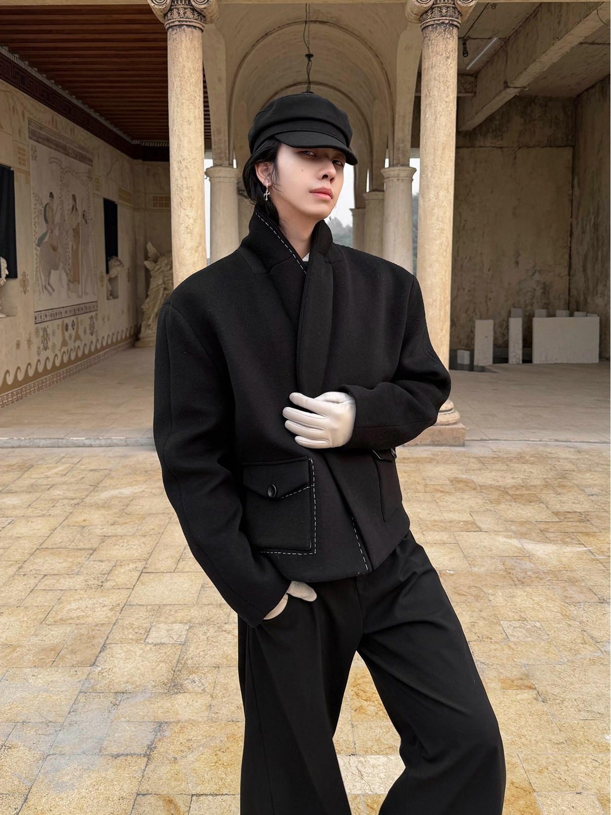 BALITONE Wrinkle Free Colorblock Loose Fit Unisex Commuter 70 Percent Wool Wool Jackets