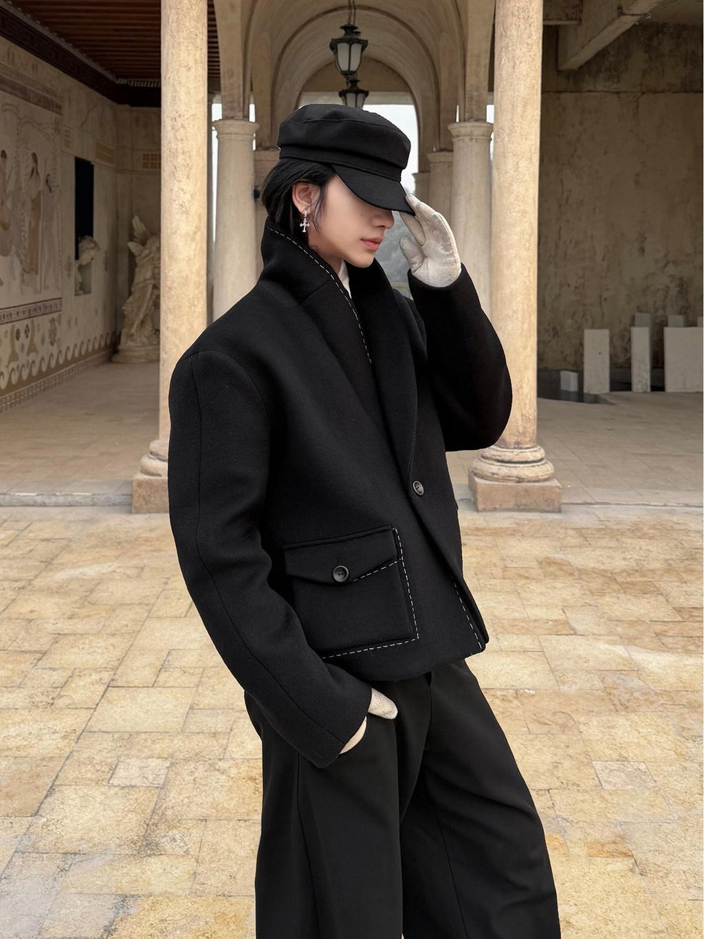 BALITONE Wrinkle Free Colorblock Loose Fit Unisex Commuter 70 Percent Wool Wool Jackets