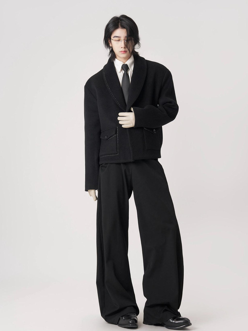BALITONE Wrinkle Free Colorblock Loose Fit Unisex Commuter 70 Percent Wool Wool Jackets