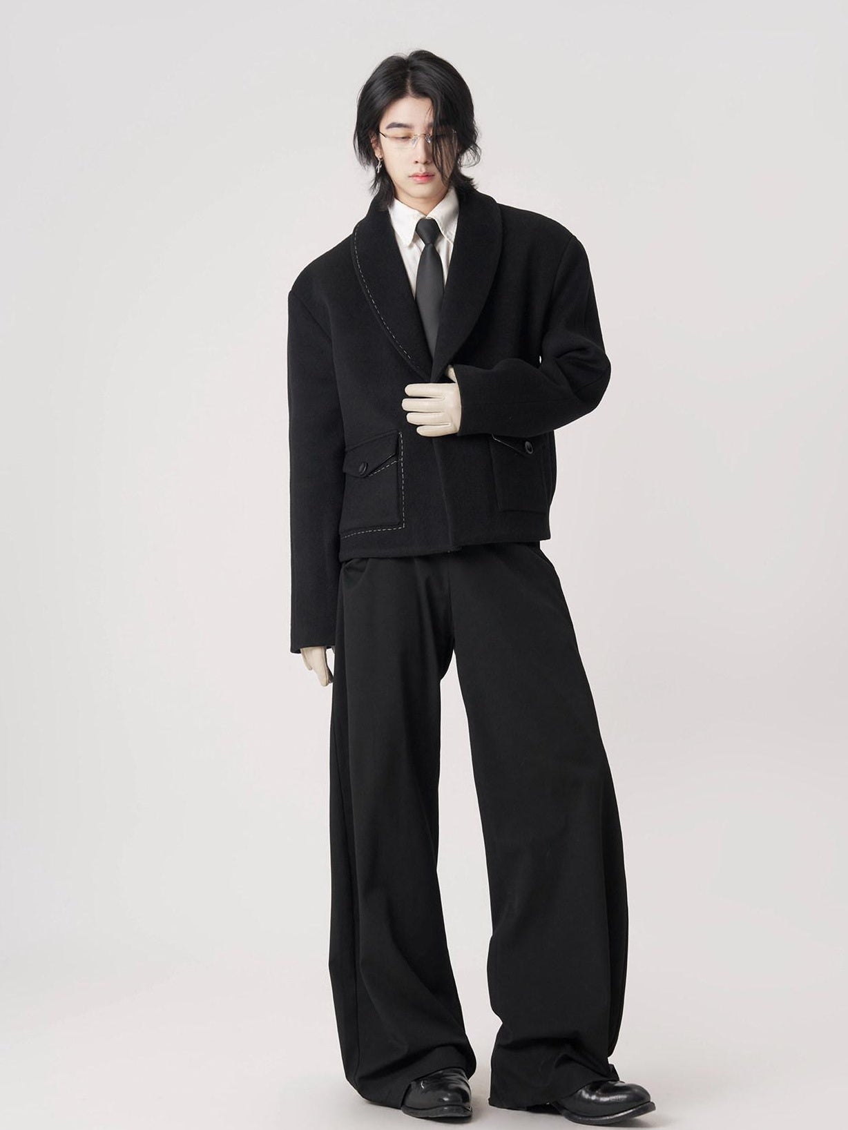BALITONE Wrinkle Free Colorblock Loose Fit Unisex Commuter 70 Percent Wool Wool Jackets