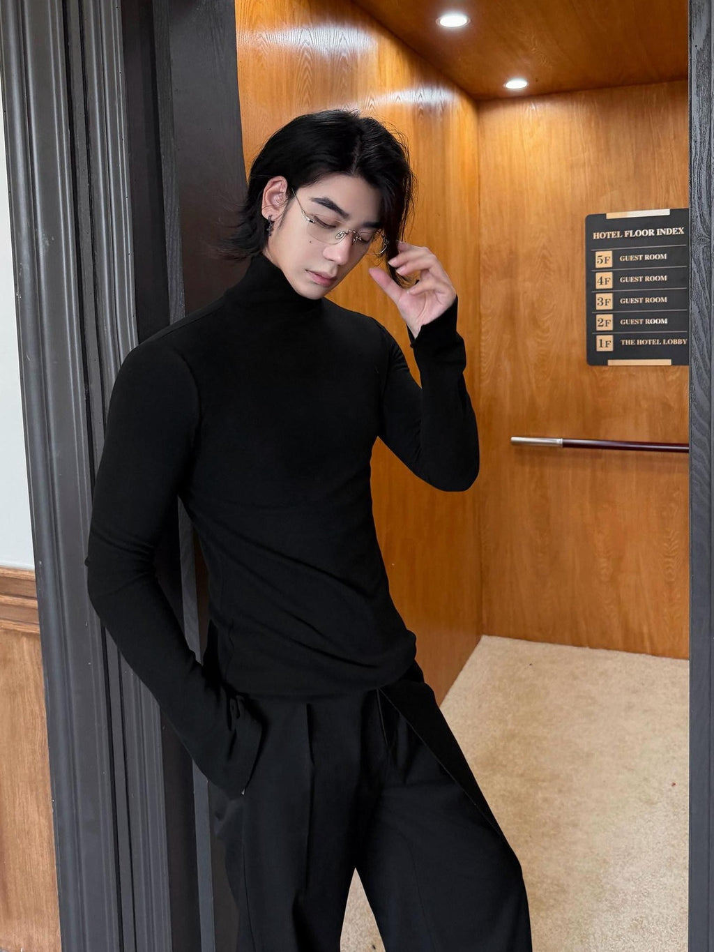BALITONE Wrinkle Free Derong Slim Fit Mens Minimalist Cotton Turtleneck Sweaters