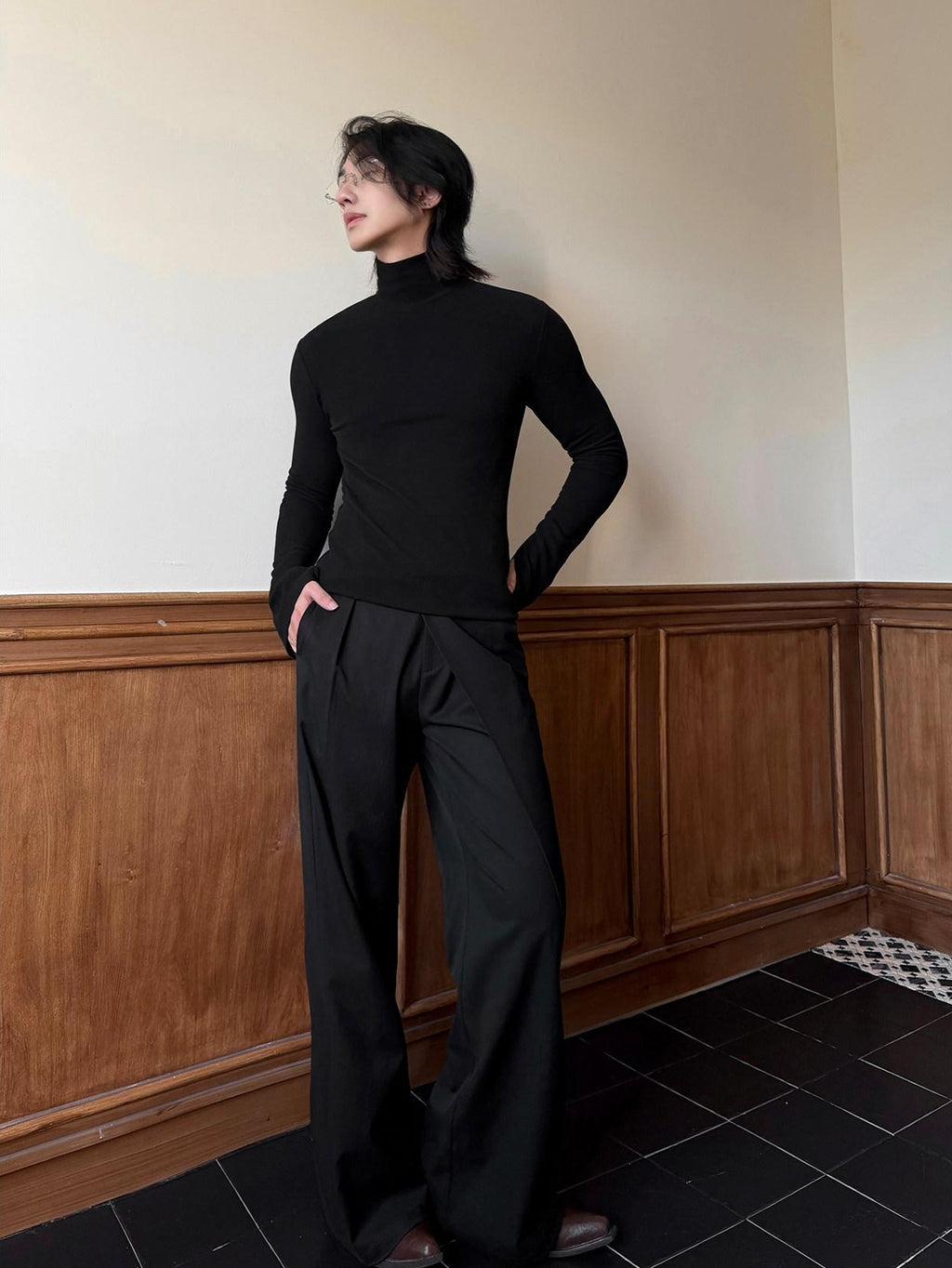 BALITONE Wrinkle Free Derong Slim Fit Mens Minimalist Cotton Turtleneck Sweaters