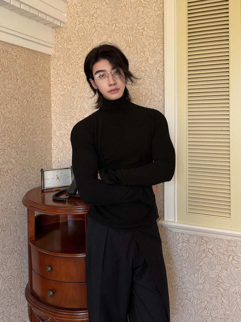 BALITONE Wrinkle Free Derong Slim Fit Mens Minimalist Cotton Turtleneck Sweaters
