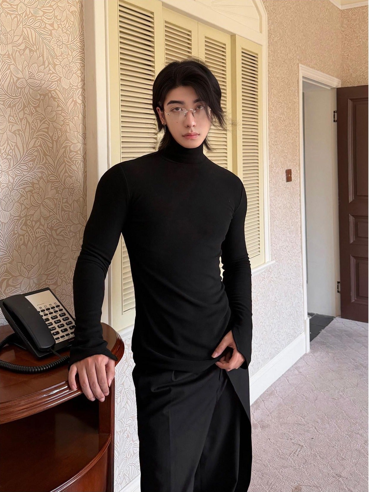 BALITONE Wrinkle Free Derong Slim Fit Mens Minimalist Cotton Turtleneck Sweaters