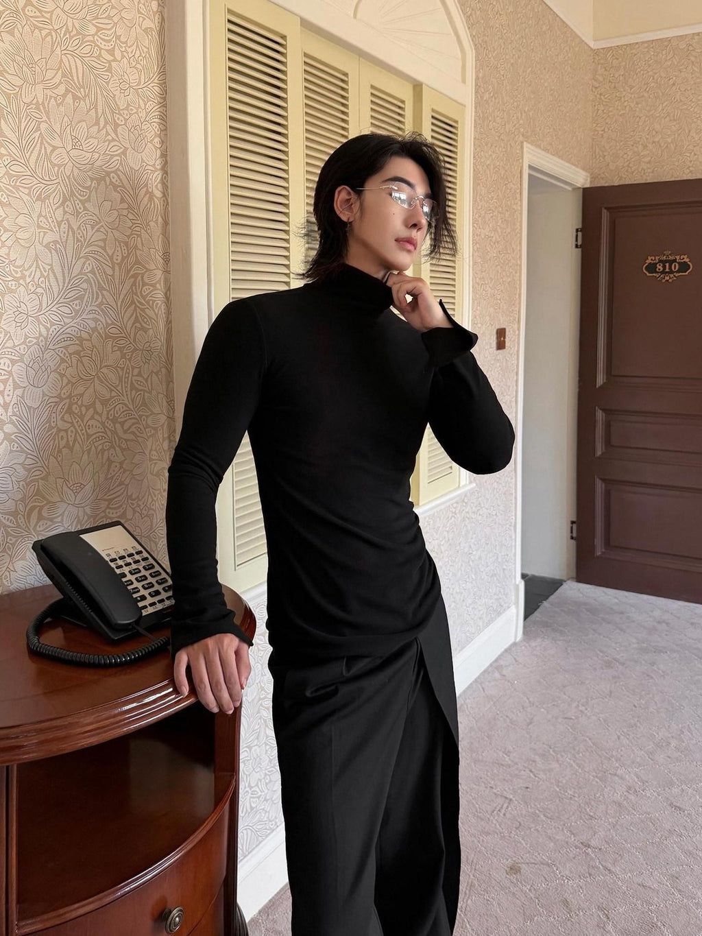 BALITONE Wrinkle Free Derong Slim Fit Mens Minimalist Cotton Turtleneck Sweaters