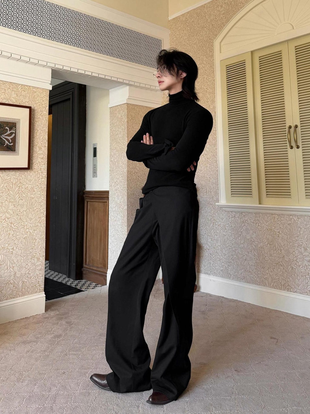 BALITONE Wrinkle Free Derong Slim Fit Mens Minimalist Cotton Turtleneck Sweaters