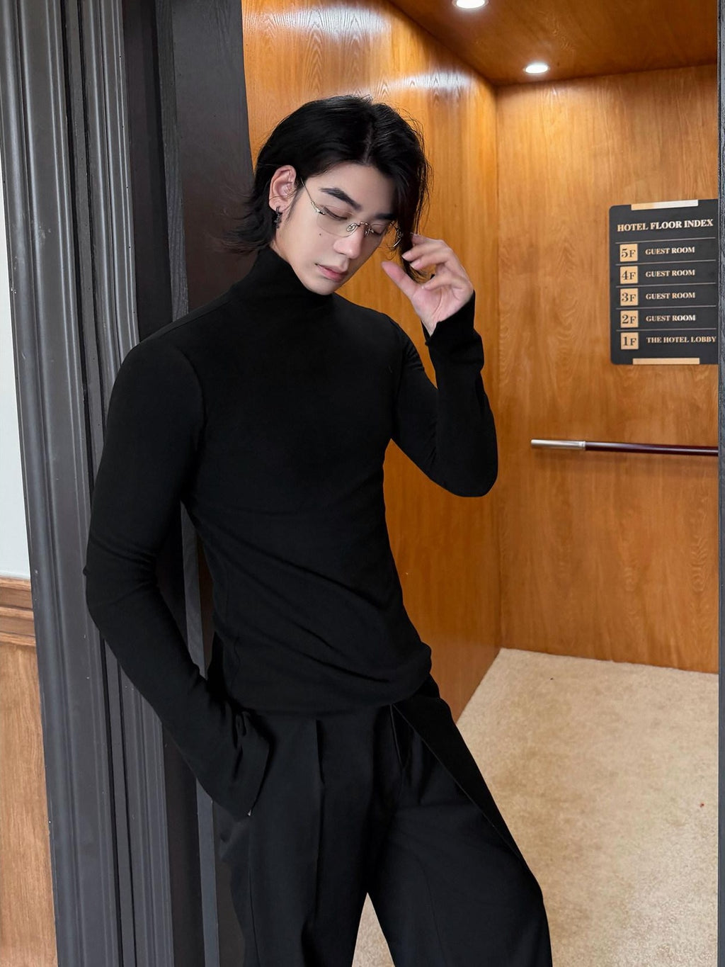 BALITONE Wrinkle Free Derong Slim Fit Mens Minimalist Cotton Turtleneck Sweaters
