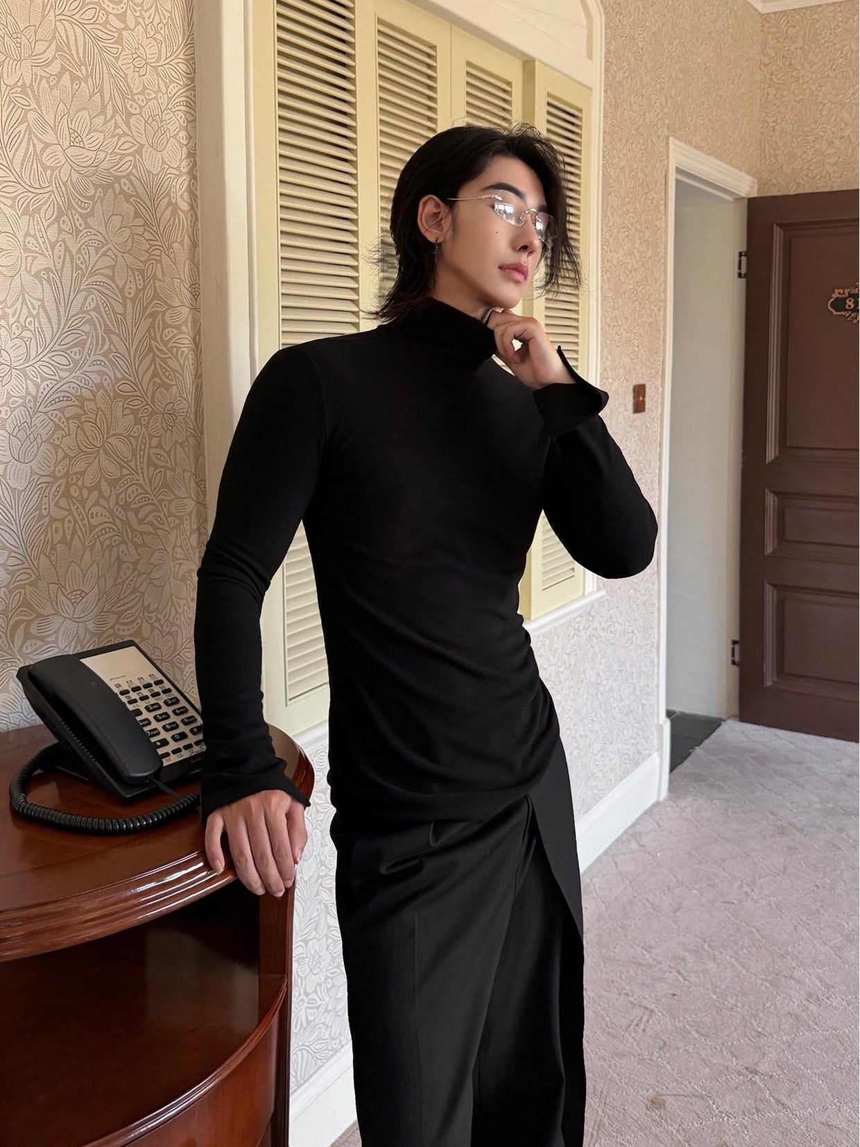 BALITONE Wrinkle Free Derong Slim Fit Mens Minimalist Cotton Turtleneck Sweaters