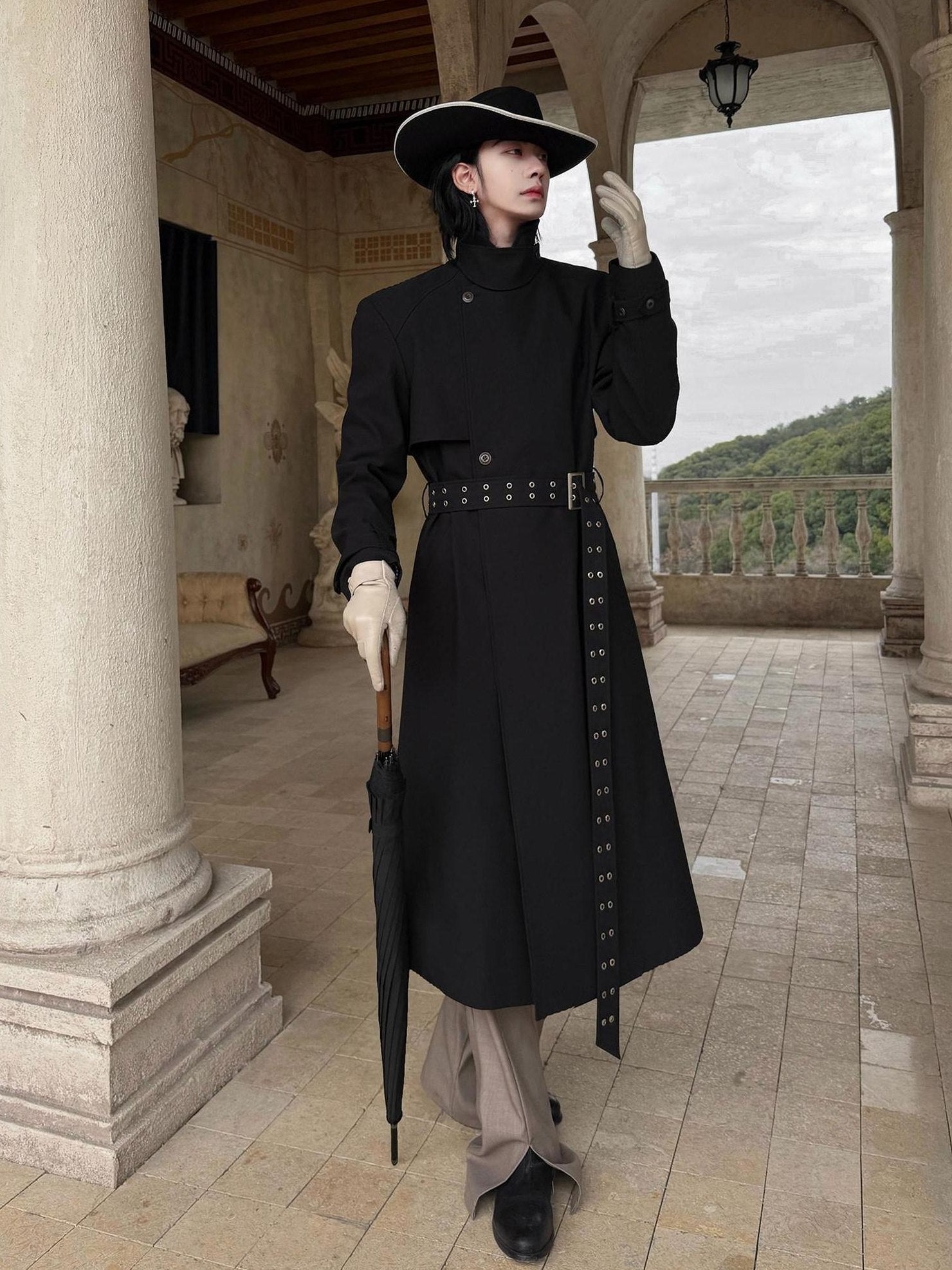 BALITONE Wrinkle Free Lightweight Loose Single Breasted Button Unisex Long Trench Coats