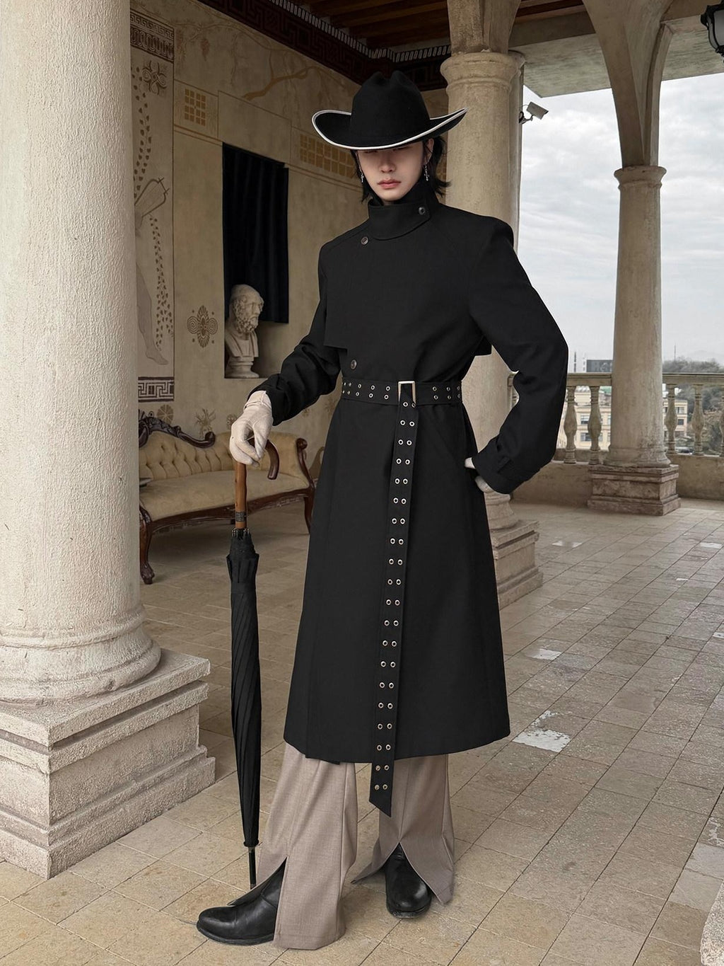 BALITONE Wrinkle Free Lightweight Loose Single Breasted Button Unisex Long Trench Coats
