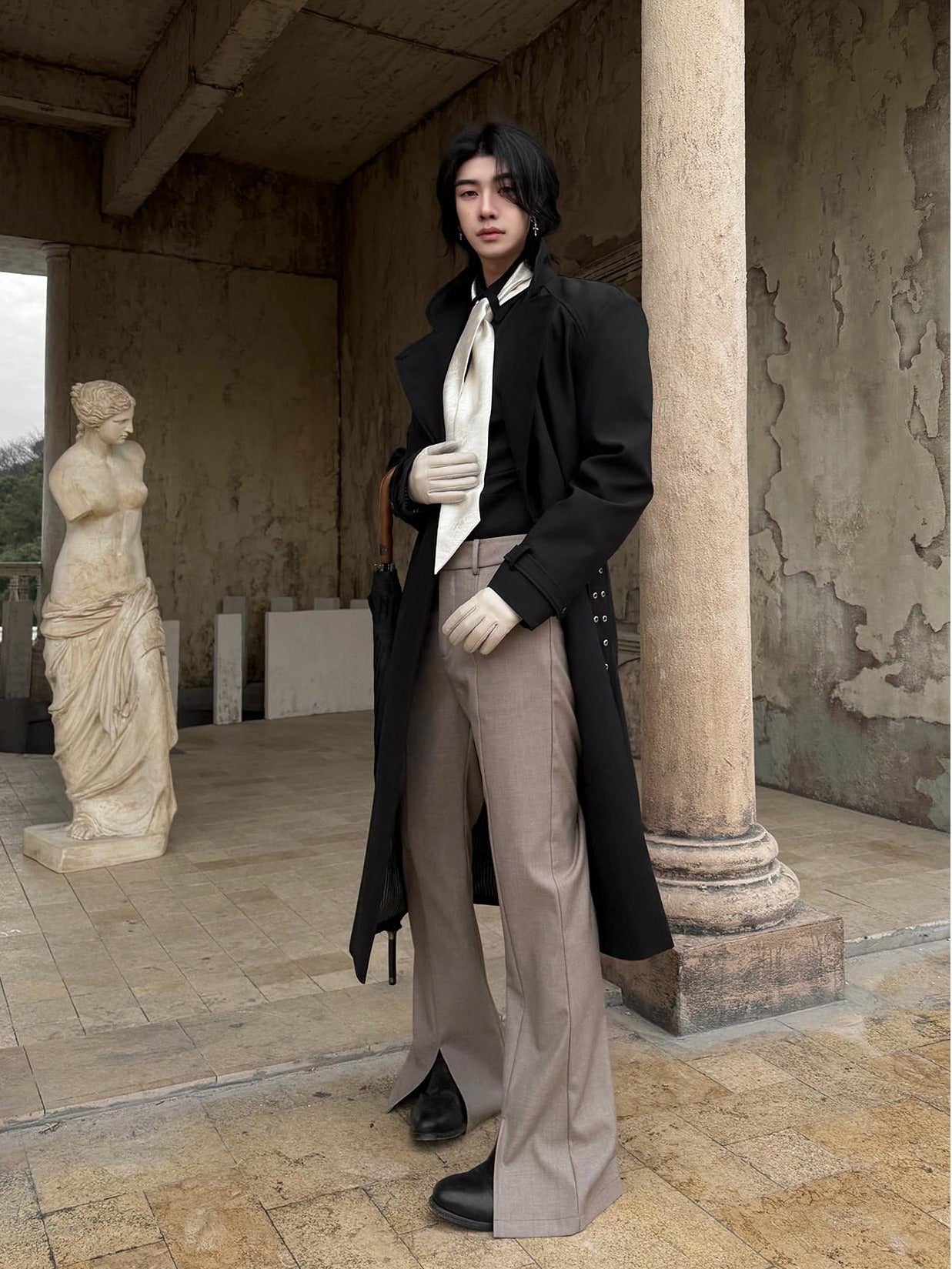 BALITONE Wrinkle Free Lightweight Loose Single Breasted Button Unisex Long Trench Coats