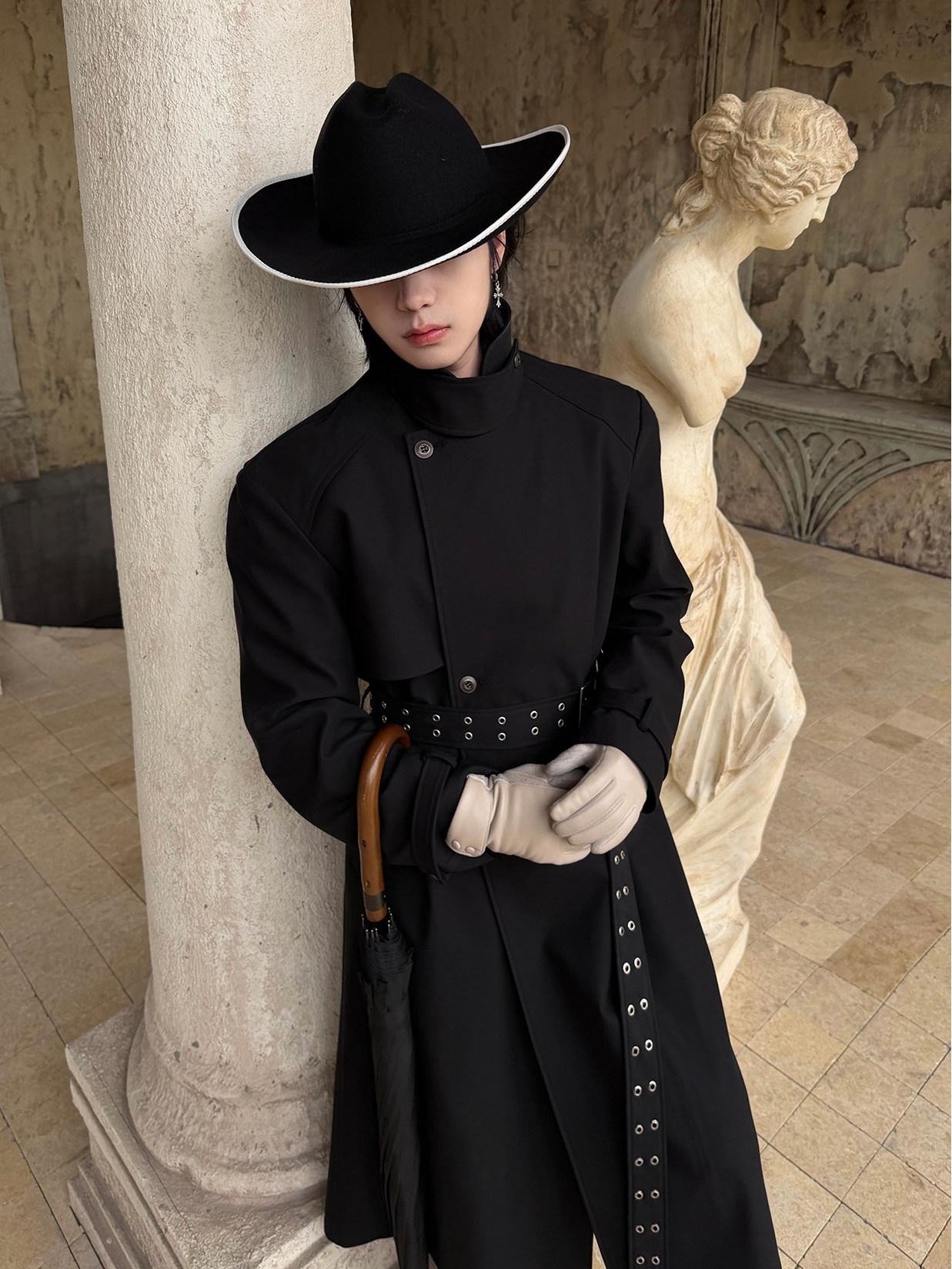 BALITONE Wrinkle Free Lightweight Loose Single Breasted Button Unisex Long Trench Coats