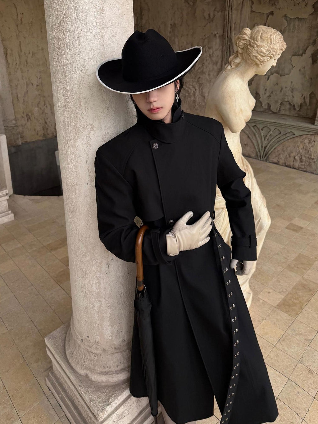 BALITONE Wrinkle Free Lightweight Loose Single Breasted Button Unisex Long Trench Coats