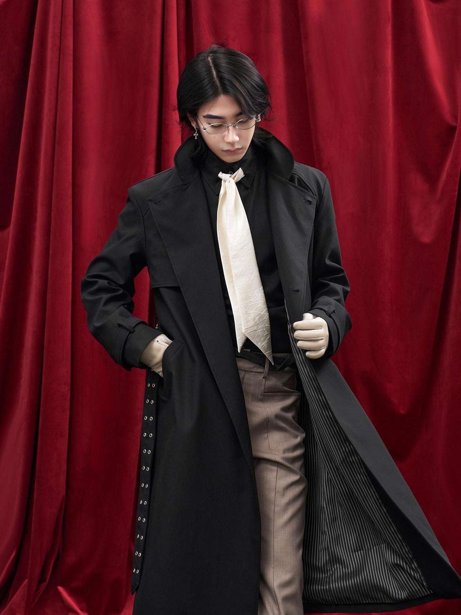 BALITONE Wrinkle Free Lightweight Loose Single Breasted Button Unisex Long Trench Coats