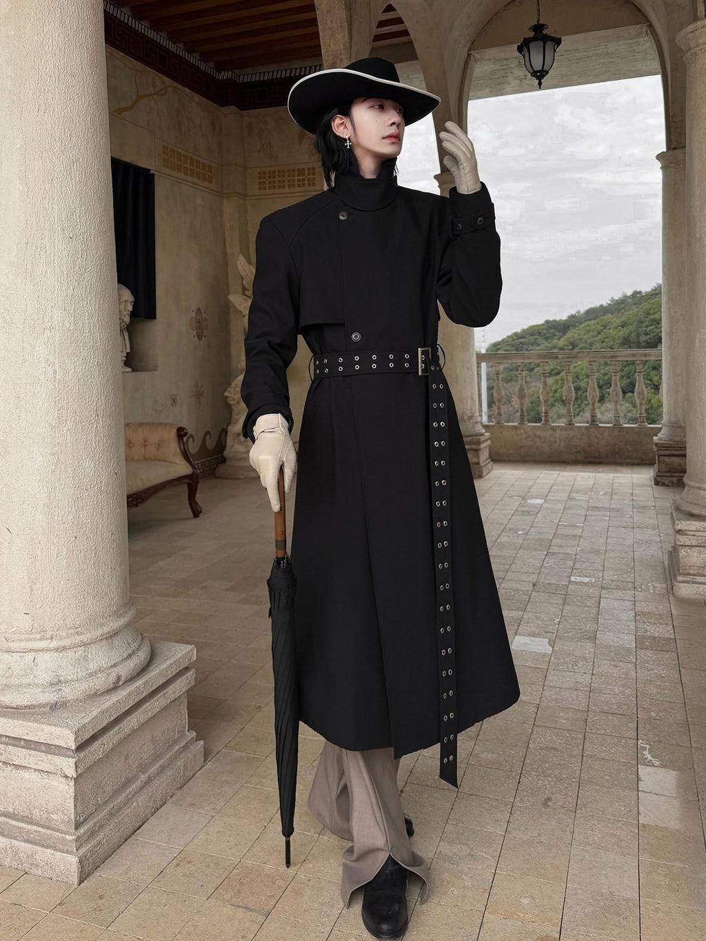 BALITONE Wrinkle Free Lightweight Loose Single Breasted Button Unisex Long Trench Coats