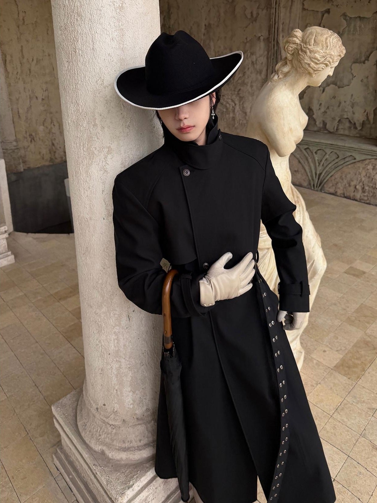 BALITONE Wrinkle Free Lightweight Loose Single Breasted Button Unisex Long Trench Coats