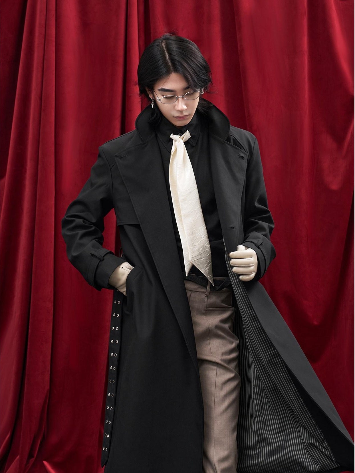BALITONE Wrinkle Free Lightweight Loose Single Breasted Button Unisex Long Trench Coats