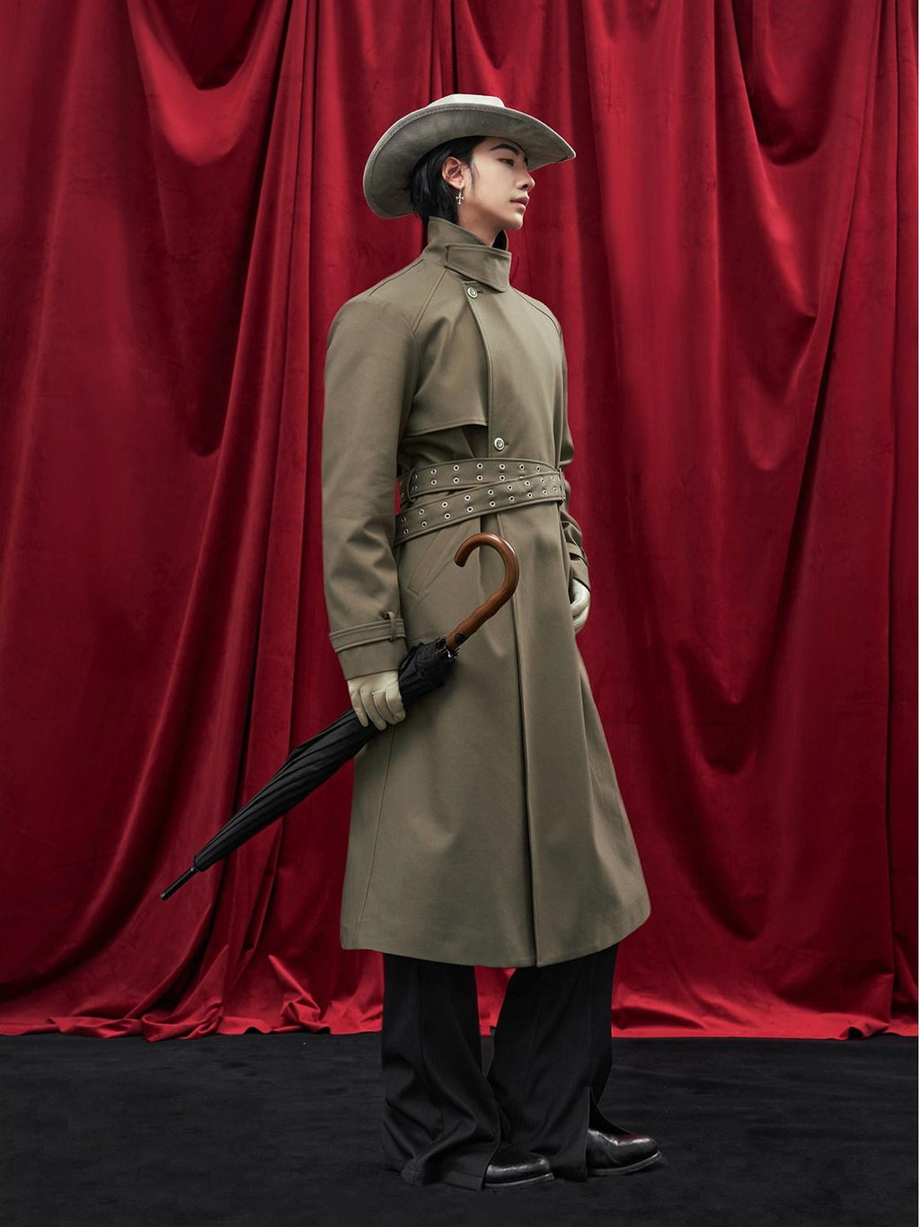 BALITONE Wrinkle Free Loose Fit British Stand Collar Lightweight Unisex Trench Coats
