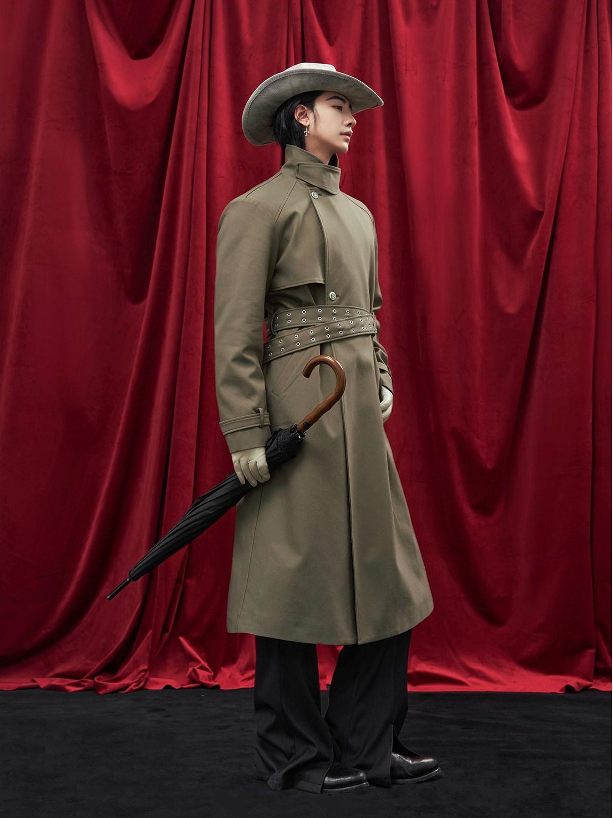 BALITONE Wrinkle Free Loose Fit British Stand Collar Lightweight Unisex Trench Coats