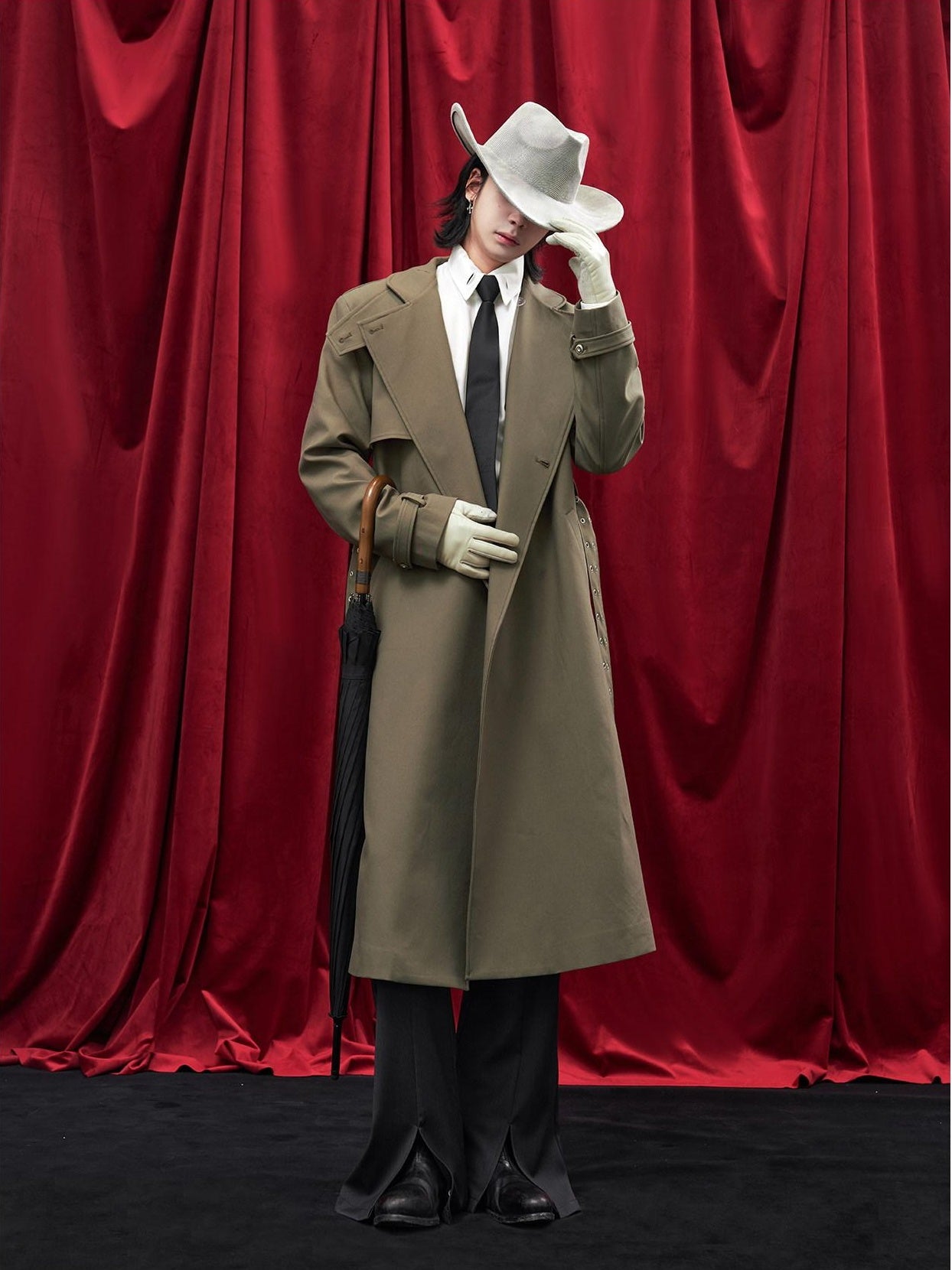 BALITONE Wrinkle Free Loose Fit British Stand Collar Lightweight Unisex Trench Coats