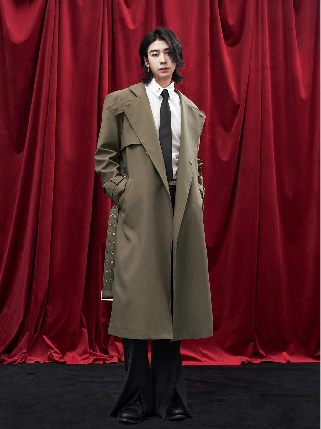 BALITONE Wrinkle Free Loose Fit British Stand Collar Lightweight Unisex Trench Coats