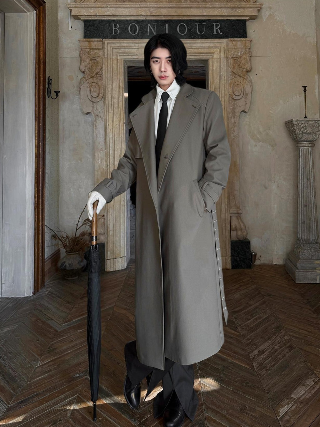 BALITONE Wrinkle Free Loose Fit British Stand Collar Lightweight Unisex Trench Coats