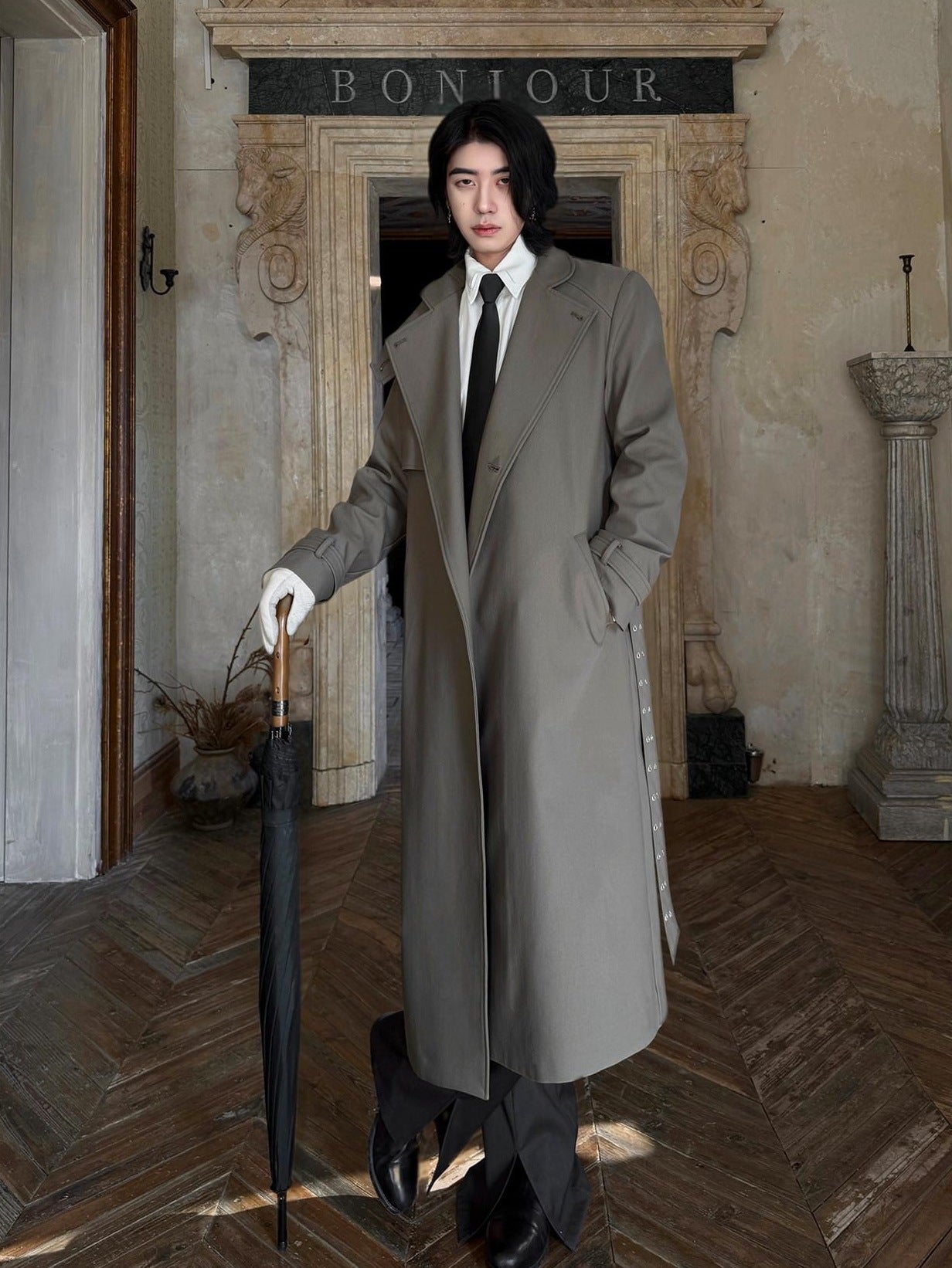 BALITONE Wrinkle Free Loose Fit British Stand Collar Lightweight Unisex Trench Coats