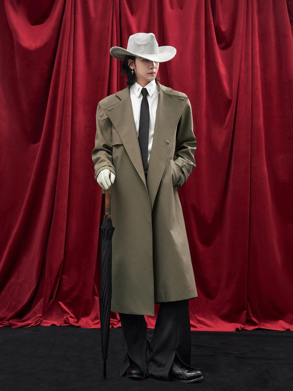 BALITONE Wrinkle Free Loose Fit British Stand Collar Lightweight Unisex Trench Coats