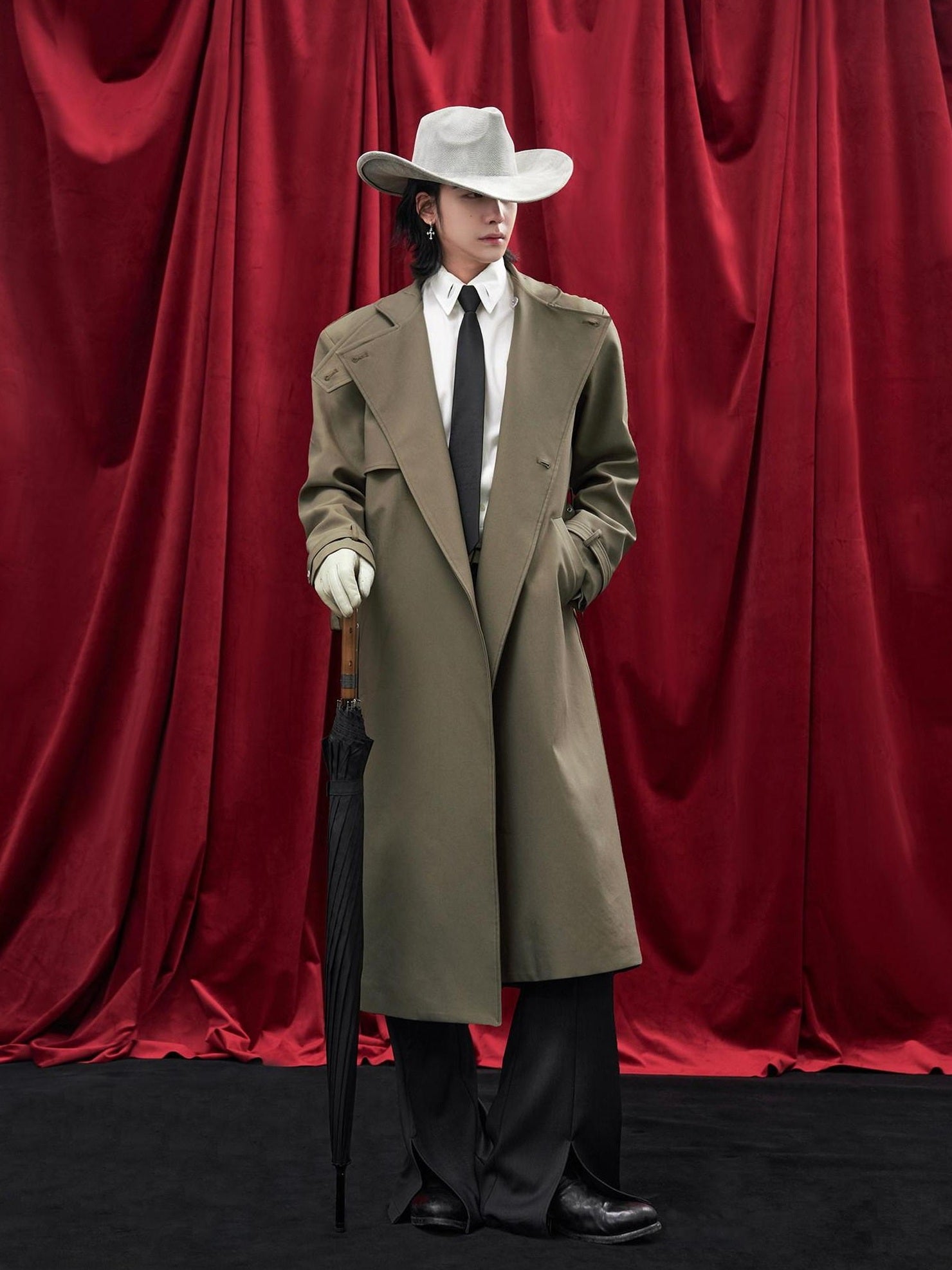 BALITONE Wrinkle Free Loose Fit British Stand Collar Lightweight Unisex Trench Coats