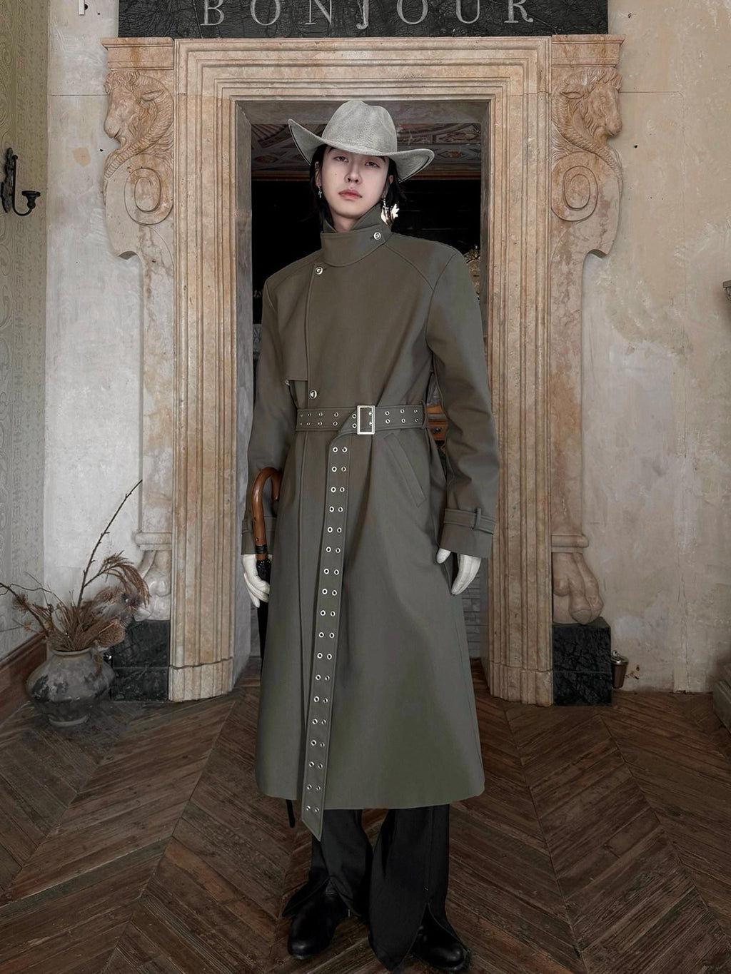 BALITONE Wrinkle Free Loose Fit British Stand Collar Lightweight Unisex Trench Coats
