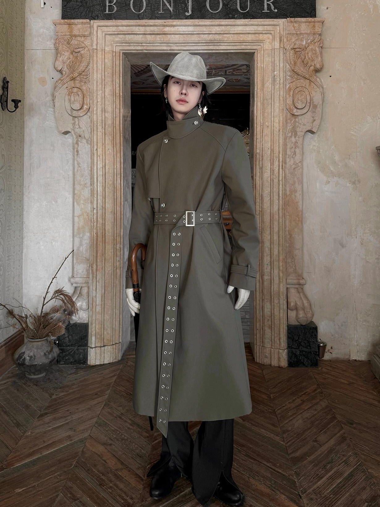 BALITONE Wrinkle Free Loose Fit British Stand Collar Lightweight Unisex Trench Coats